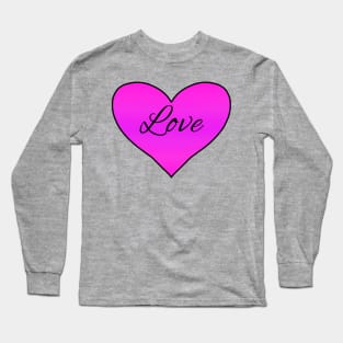 Bright Pink Love in heart outline Long Sleeve T-Shirt